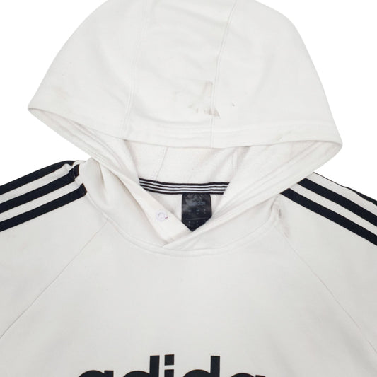 Mens White Adidas Spellout Hoodie Jumper