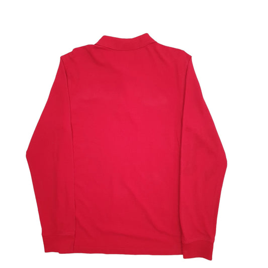 Mens Red Nautica Long Sleeve Polo Shirt