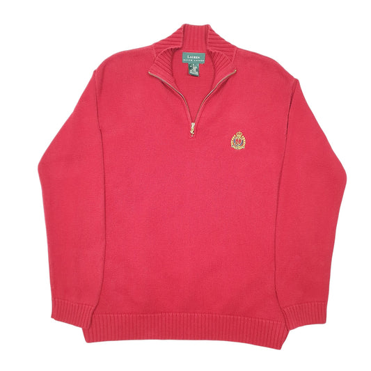 Mens Red Ralph Lauren Knit Crest Anchor Quarter Zip Jumper