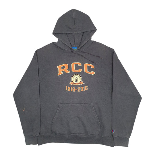 Mens Grey Champion RCC Spellout Hoodie Jumper