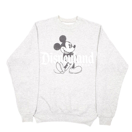 Mens Grey Hanes Disneyland Mickey Mouse Spellout Disney Crewneck Jumper