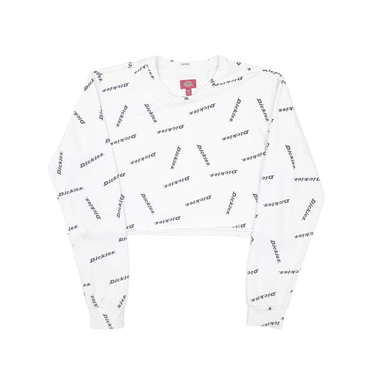 Womens White Dickies Crop Top Jumper
