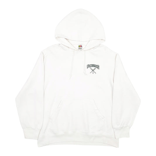 Mens White Fruit Of The Loom Foresters Baseball Hoodie Jumper