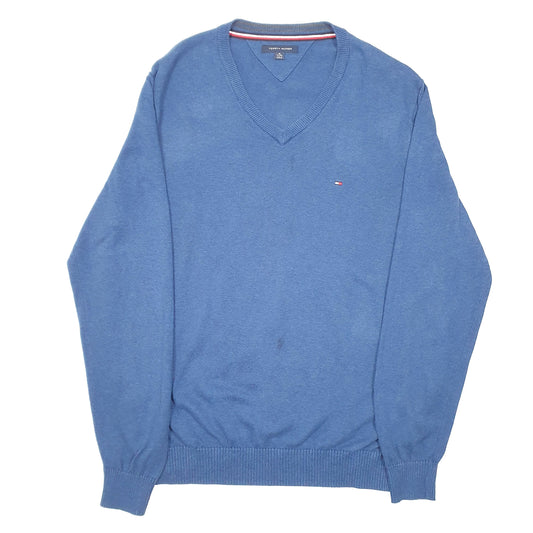Mens Blue Tommy Hilfiger Knit V Neck Jumper