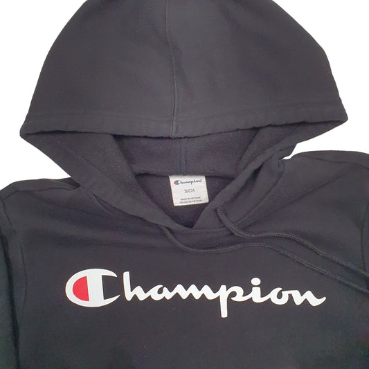 Mens Black Champion Spellout Hoodie Jumper