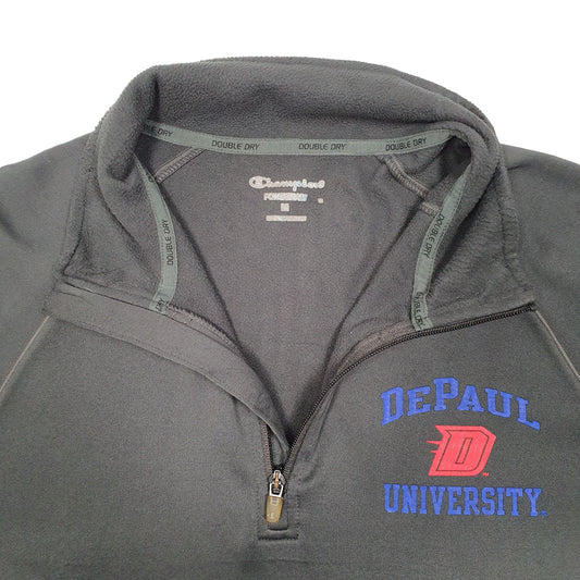 Mens Grey Champion Depaul University Active USA Quarter Zip Jumper