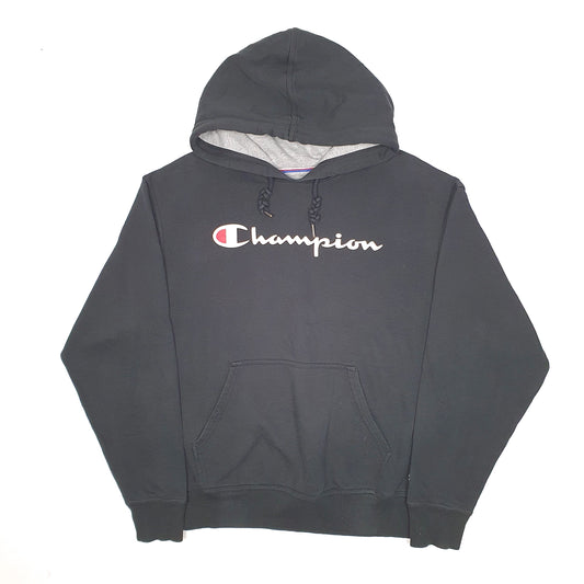 Mens Black Champion Spellout Hoodie Jumper