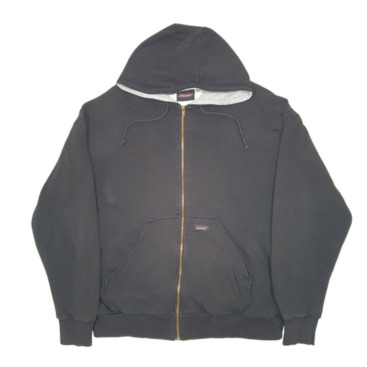 Mens Black Dickies Hoodie Workwear Thermal Lined Full Zip Jumper