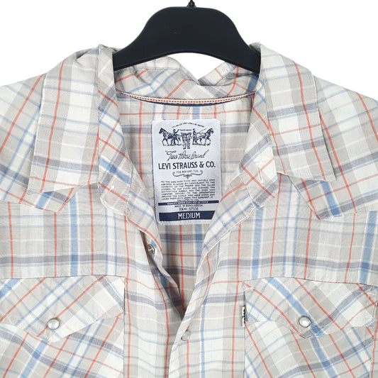 Mens Grey Levis Western Cowboy Pearl Snap Short Sleeve Shirt