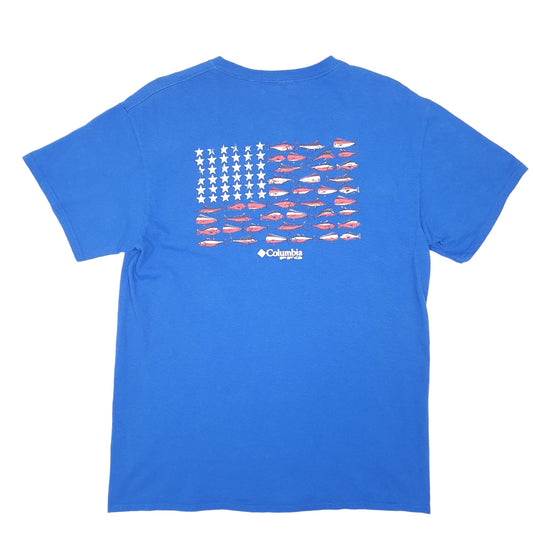 Mens Blue Columbia Sportswear PFG Fishing Short Sleeve T Shirt