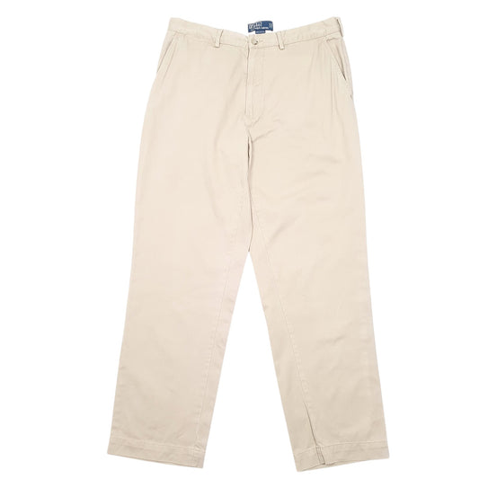 Mens Beige Polo Ralph Lauren Vintage Flat Front Chino Trousers