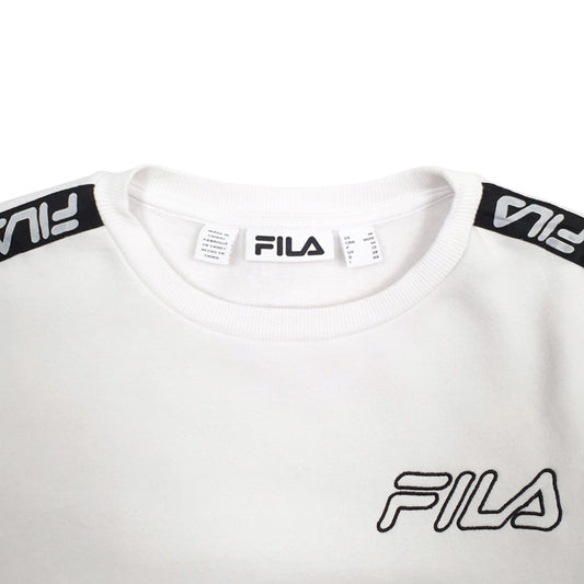 Mens White Fila Spellout Crewneck Jumper