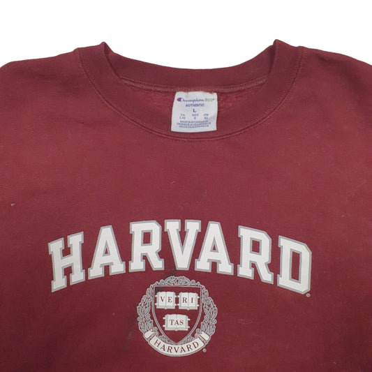 Mens Burgundy Champion Harvard University Spellout Crewneck Jumper
