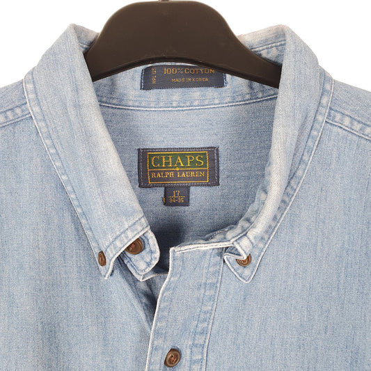 Mens Blue Chaps Ralph Lauren Denim Vintage Overshirt Long Sleeve Shirt