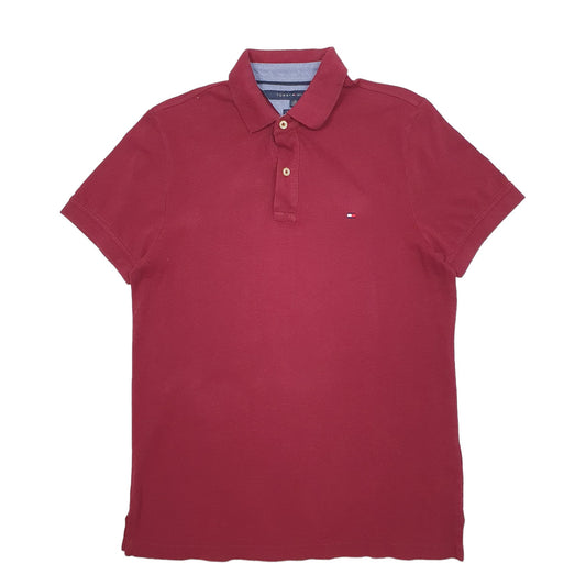 Mens Burgundy Tommy Hilfiger Short Sleeve Polo Shirt