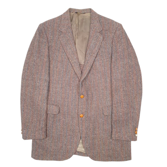 Mens Brown Harris Tweed Vintage Made In USA Christopher Hart Coat