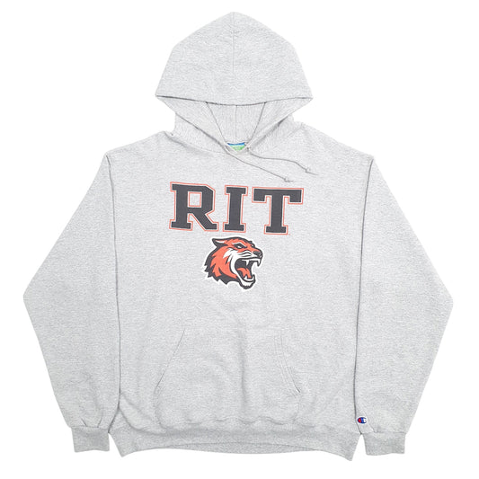 Mens Grey Champion RIT Spellout Hoodie Jumper