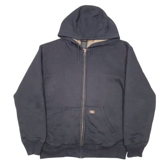 Mens Black Dickies Hoodie Fleece Lined Workwear Full Zip Jumper