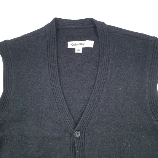 Mens Black Calvin Klein Sweater Vest Waist Coat Jumper