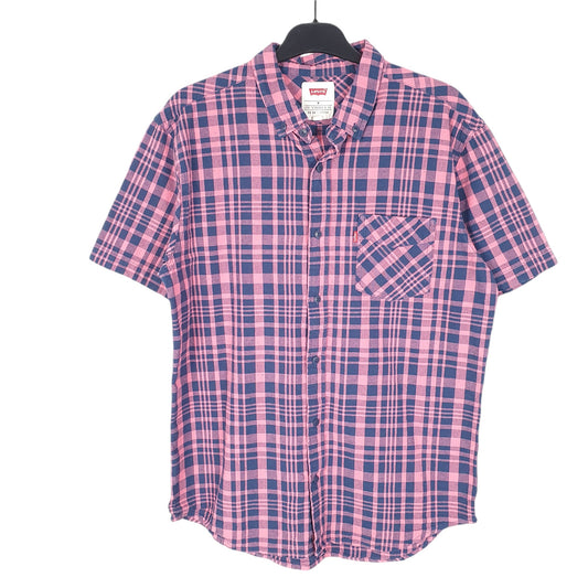 Mens Pink Levis Check Short Sleeve Shirt