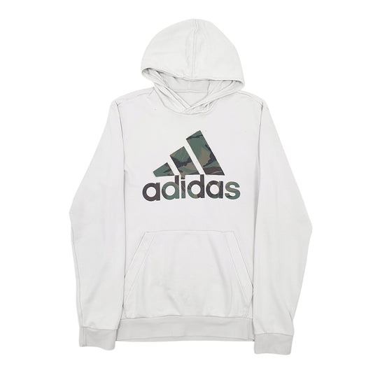 Mens Grey Adidas Spellout Hoodie Jumper