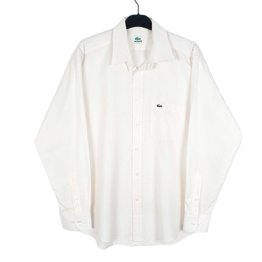 Mens White Lacoste Long Sleeve Shirt