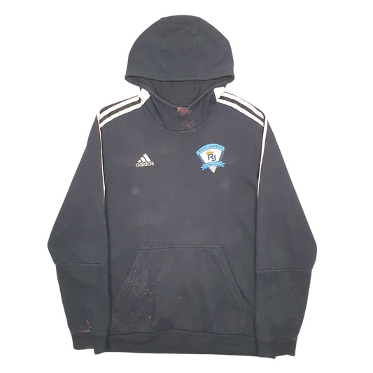 Mens Black Adidas Real Jersey Football Hoodie Jumper