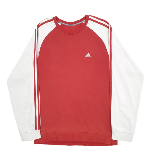 Mens Red Adidas Three Stripe Crewneck Jumper