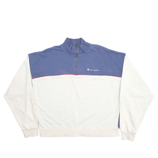 Womens White Champion Quarter Zip Jumper