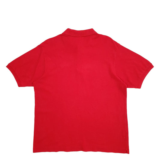Mens Red Lacoste Short Sleeve Polo Shirt