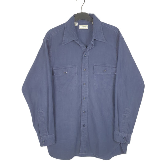 Mens Navy L.L.Bean Chamois Overshirt Shacket Long Sleeve Shirt