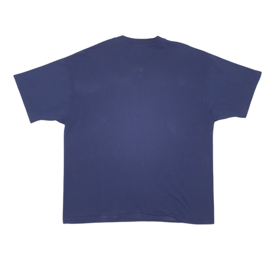 Mens Navy Hanes Single Stitch Vintage 90s Short Sleeve T Shirt