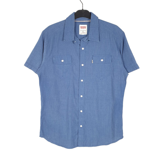Mens Blue Levis Modern Casual Short Sleeve Shirt