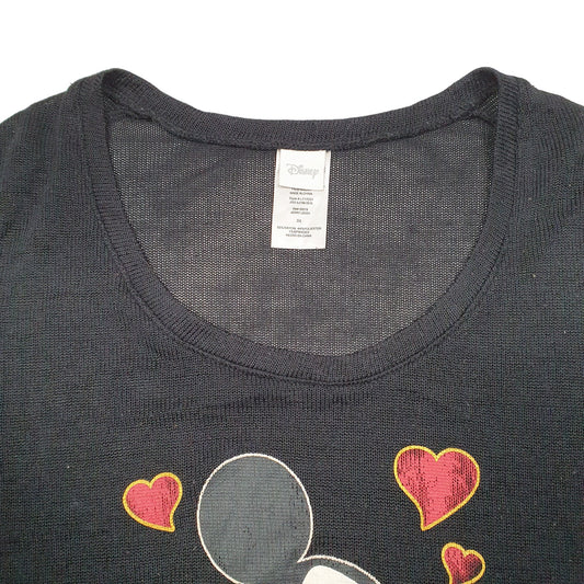 Womens Black Disney Knit Mickey Mouse Rayon Blend Crewneck Jumper