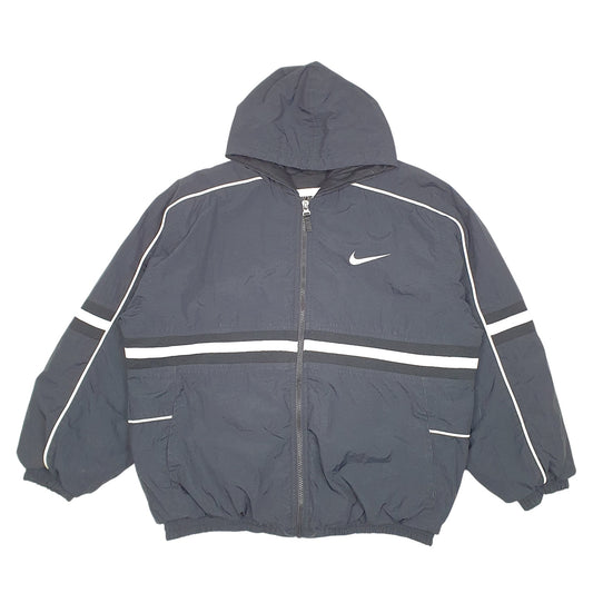 Mens Black Nike Vintage 90s Bomber Hooded Coat