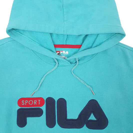 Womens Blue Fila Spellout Hoodie Jumper