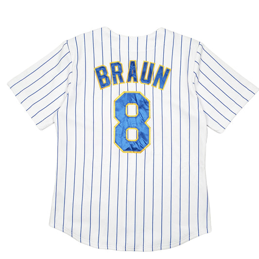 Mens White Majestic MLB Baseball Jersey Athletic Collection Milwaukee Brewers Short Sleeve T Shirt