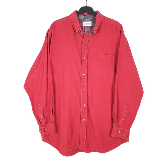 Mens Red Cache Creek Chamois Overshirt Shacket Long Sleeve Shirt