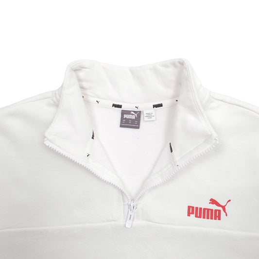 Womens White Puma Quarter Zip Jumper