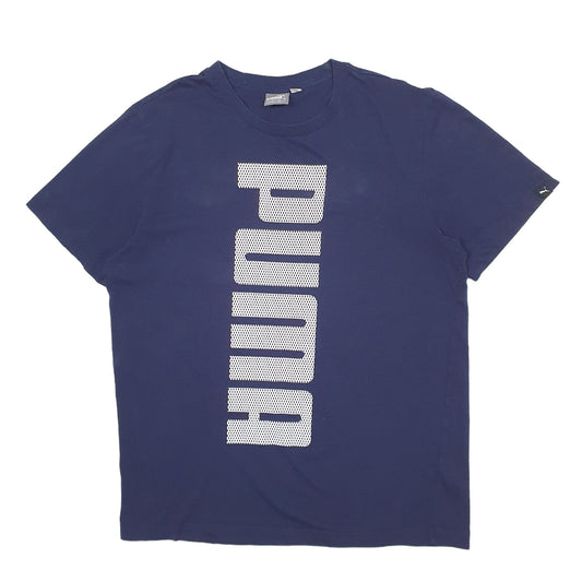 Mens Navy Puma Spellout Short Sleeve T Shirt