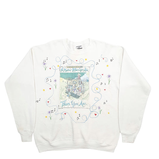 Mens Cream Lee Illustration Music Made In USA Crewneck Jumper