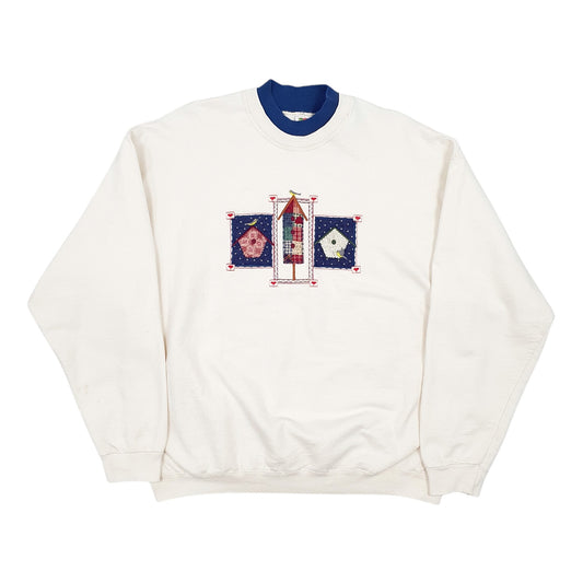 Mens Cream Fruit Of The Loom Vintage 90s Crewneck Jumper