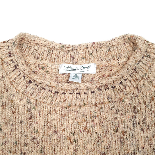 Womens Beige Coldwater Creek Moose Knit Vintage Crewneck Jumper