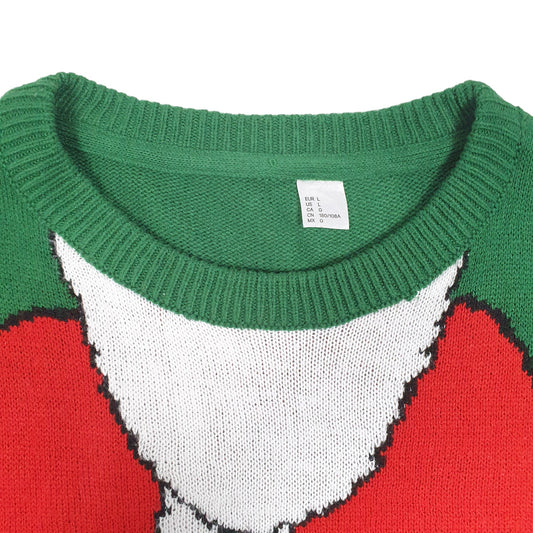 Mens Green Unbranded Christmas Festive Santa Knit Crewneck Jumper