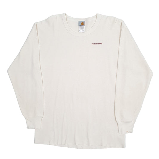 Mens Cream Carhartt Workwear Vintage Made In USA Crewneck Jumper