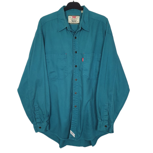 Mens Blue Levis Vintage 90s Heavyweight Long Sleeve Shirt