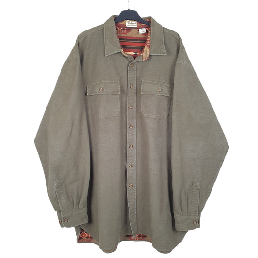 Mens Khaki L.L.Bean Tall Overshirt Shacket Navajo Long Sleeve Shirt