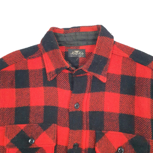 Mens Red King Kole Vintage 1950s Plaid Shirt Shacket Cruiser Coat