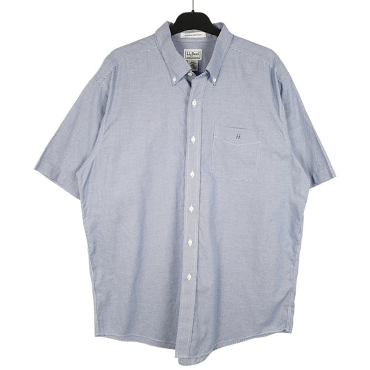 Mens White L.L.Bean Houndstooth Short Sleeve Shirt