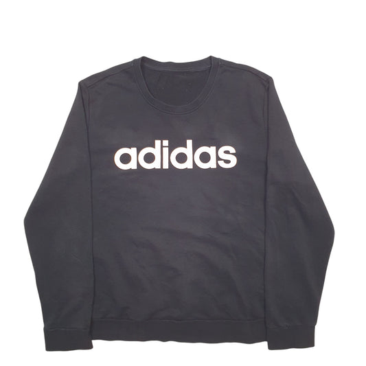 Womens Black Adidas Spellout Crewneck Jumper